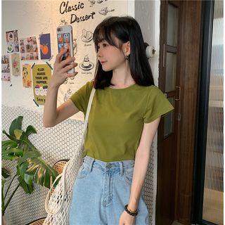 Plain Short-sleeve Crop Top