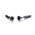 Simple Personality Plated Black Screws 316l Stainless Steel Stud Earrings Black - One Size