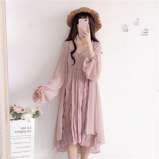 Open-front Light Jacket / Spaghetti Strap Midi Dress