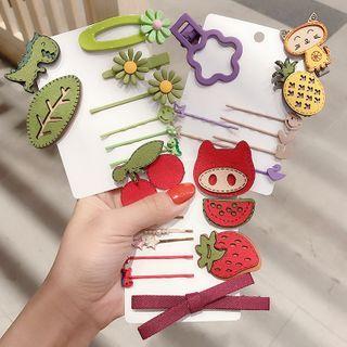 Set: Cartoon Hair Pin + Hair Tie (assorted Designs)