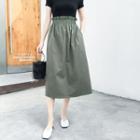 Paperbag-waist Midi A-line Skirt