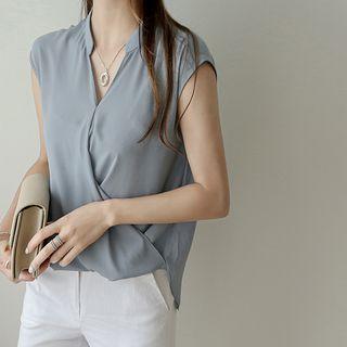 V-neck Dip-back Wrap Blouse