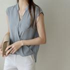 V-neck Dip-back Wrap Blouse