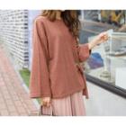 Long-sleeve Tie-waist Top