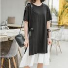 Set: Short-sleeve T-shirt + Sleeveless Midi Dress Black - One Size