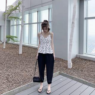 Spaghetti Strap Dotted Top / Harem Pants