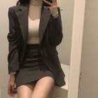 Single-breasted Blazer / High Waist A-line Skirt
