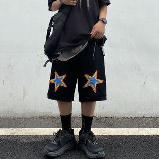 Star Print Straight Cut Shorts