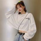 Letter Printed Long-sleeve Cropped T-shirt