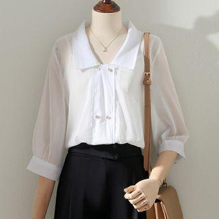 Semi Sleeve Plain Chiffon Shirt
