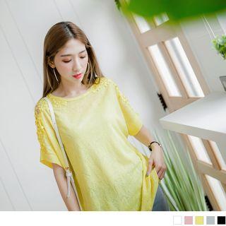 Short Sleeve Crochet Panel Top