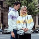 Couple Matching Embroidered Color Panel Hoodie