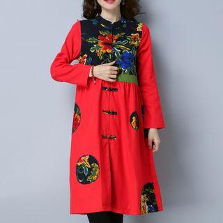 Applique Long-sleeve A-line Dress
