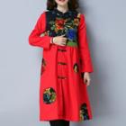 Applique Long-sleeve A-line Dress