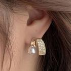 Faux Pearl Alloy Earring 1 Pair - 925 Silver Needle - Gold - One Size