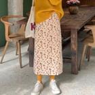 Floral Corduroy Midi Skirt