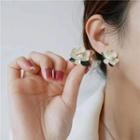 Flower Faux Pearl Alloy Earring 1 Pair - Almond & Dark Green - One Size