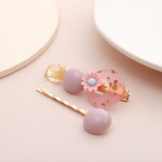 Set: Bead & Flower Hair Clip + Hair Pin