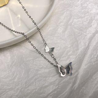 Silver Plated Butterflies Charms Necklace Silver Plated - 1 Piece - As Shown In Figure - One Size