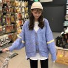 Contrast Panel Cardigan Blue - One Size