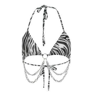 Chain Strap Zebra Print Bikini