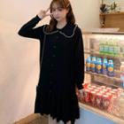 Button Long-sleeve Knit Dress