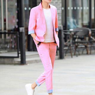 Set: Elbow-sleeve Blazer + Pants