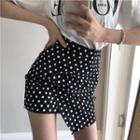 Polka Dot Asymmetric Mini Skirt