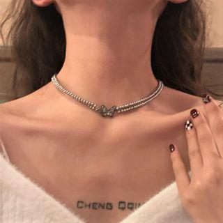 Rhinestone Butterfly Chain Choker Silver - One Size