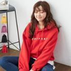Drawstring Letter Embroidered Hoodie