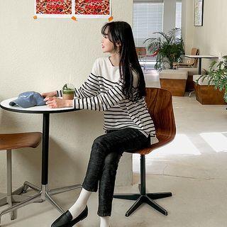 Plus Size Dip-back Stripe T-shirt