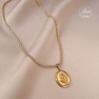 Flower Embossed Pendant Stainless Steel Necklace Necklace - Gold - One Size