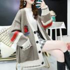Color Block Embroidered Cardigan