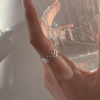 Heart Sterling Silver Open Ring Ring - Silver - One Size