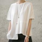 Irregular Hem Short-sleeve T-shirt White - One Size