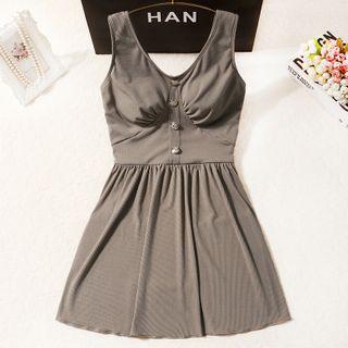 Shirred Buttoned Swimdress