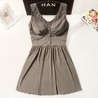 Shirred Buttoned Swimdress