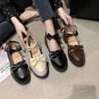 Bow Accent Block Heel Ankle Strap Loafers