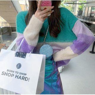 Color Block Sweater Gradient Purple - One Size