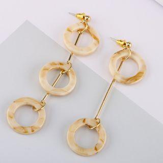Non-matching Acrylic Hoop Dangle Earring 1 Pair - S925 Silver - One Size