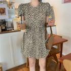 Short-sleeve Leopard Dress Dress - One Size