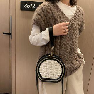 Tweed Mini Round Crossbody Bag