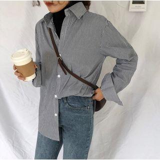 Long Sleeve Pinstriped Shirt Blue - One Size