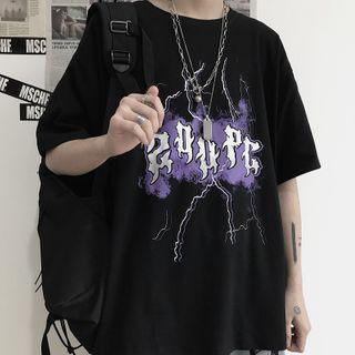Short-sleeve Thunder Print T-shirt