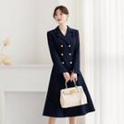 Double-breasted Flared Long Coatdress