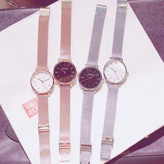 Set: Milanese Strap Watch + Roman Numeral Bangle