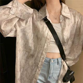 Ink Print Oversize Shirt As Shown In Figure - One Size