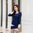 Square-neck Stripe Minidress