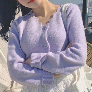 Asymmetric Neckline Cardigan Violet - One Size