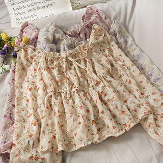 Off-shoulder Embroidered Floral Crop Top In 6 Colors